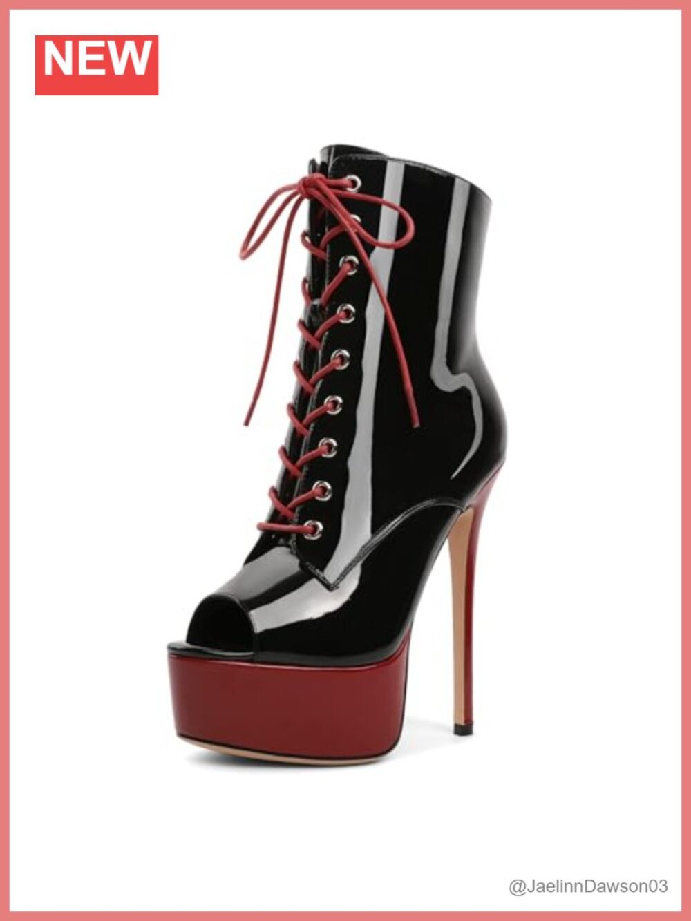 Lace Up Platform Peep Toe Stiletto Ankle Boots Faux Leather 6 Inch Heel